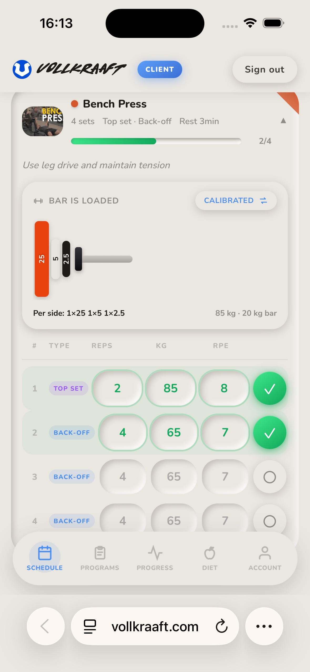 An App with standards in the Vollkraaft app